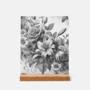 Black & White Antique Floral Perfection Acrylic Sign
