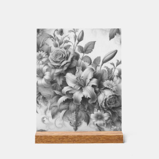 Black & White Antique Floral Perfection Acrylic Sign