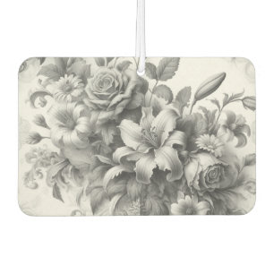 Black & White Antique Floral Perfection Air Freshener