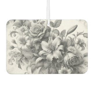 Black & White Antique Floral Perfection Air Freshener