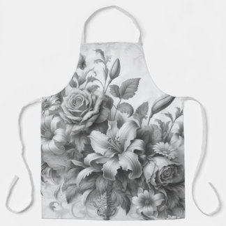 Black & White Antique Floral Perfection Apron