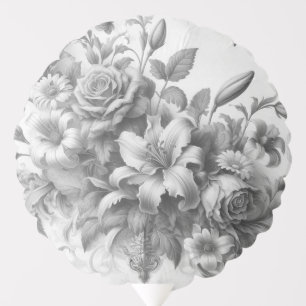 Black & White Antique Floral Perfection Balloon