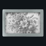 Black & White Antique Floral Perfection Belt Buckle<br><div class="desc">Vintage charm in every bloom. Mostly a gray tone of lovely arrangement of flowers.</div>