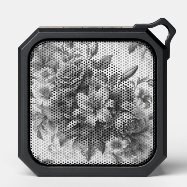 Black & White Antique Floral Perfection Bluetooth Speaker (Front)