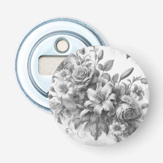 Black & White Antique Floral Perfection Bottle Opener