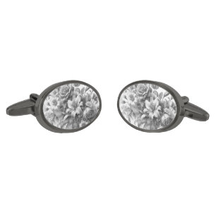 Black & White Antique Floral Perfection Cufflinks