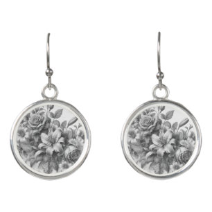 Black & White Antique Floral Perfection Earrings