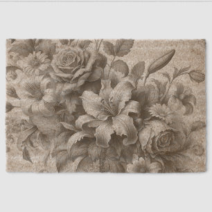 Black & White Antique Floral Perfection Fiber Doormat