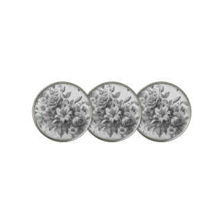 Black & White Antique Floral Perfection Golf Ball Marker