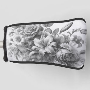 Black & White Antique Floral Perfection Golf Head Cover
