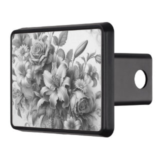 Black & White Antique Floral Perfection Hitch Cover