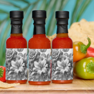 Black & White Antique Floral Perfection Hot Sauces