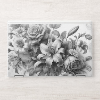 Black & White Antique Floral Perfection HP Laptop Skin