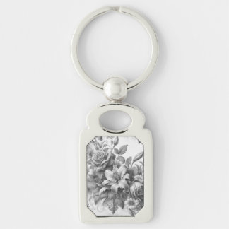 Black & White Antique Floral Perfection Keychain