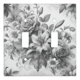 Black & White Antique Floral Perfection Light Switch Cover