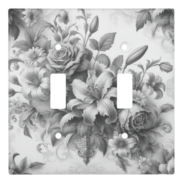 Black & White Antique Floral Perfection Light Switch Cover (Front)