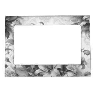Black & White Antique Floral Perfection Magnetic Frame