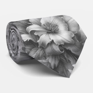 Black & White Antique Floral Perfection Neck Tie