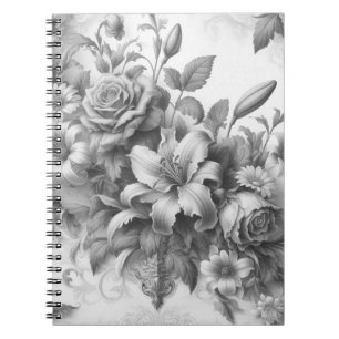 Black & White Antique Floral Perfection Notebook