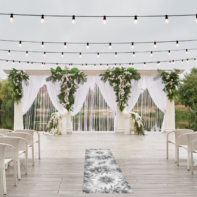 Black & White Antique Floral Perfection Outdoor Rug (Insitu (Wedding 1))