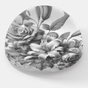 Black & White Antique Floral Perfection Paperweight