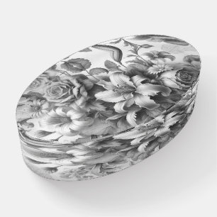 Black & White Antique Floral Perfection Paperweight