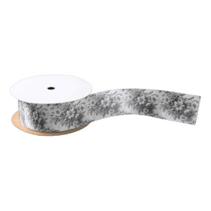 Black & White Antique Floral Perfection Satin Ribbon