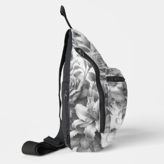 Black & White Antique Floral Perfection Sling Bag