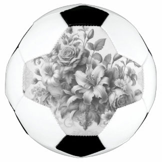 Black & White Antique Floral Perfection Soccer Ball
