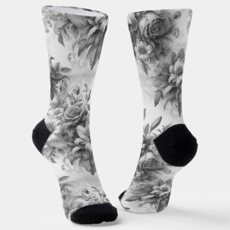 Black & White Antique Floral Perfection Socks