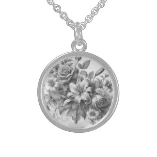 Black & White Antique Floral Perfection Sterling Silver Necklace