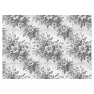 Black & White Antique Floral Perfection Tablecloth