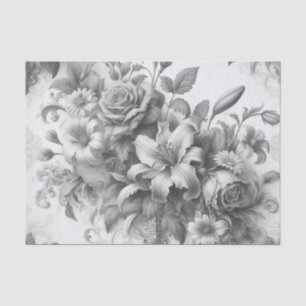 Black & White Antique Floral Perfection Tissue Paper