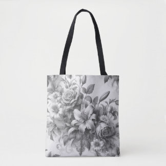 Black & White Antique Floral Perfection Tote Bag