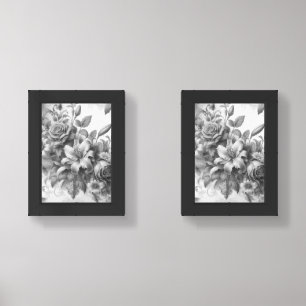 Black & White Antique Floral Perfection Wall Art Sets