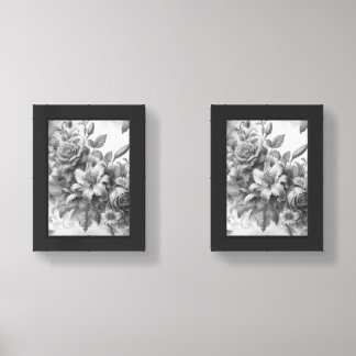 Black & White Antique Floral Perfection Wall Art Sets