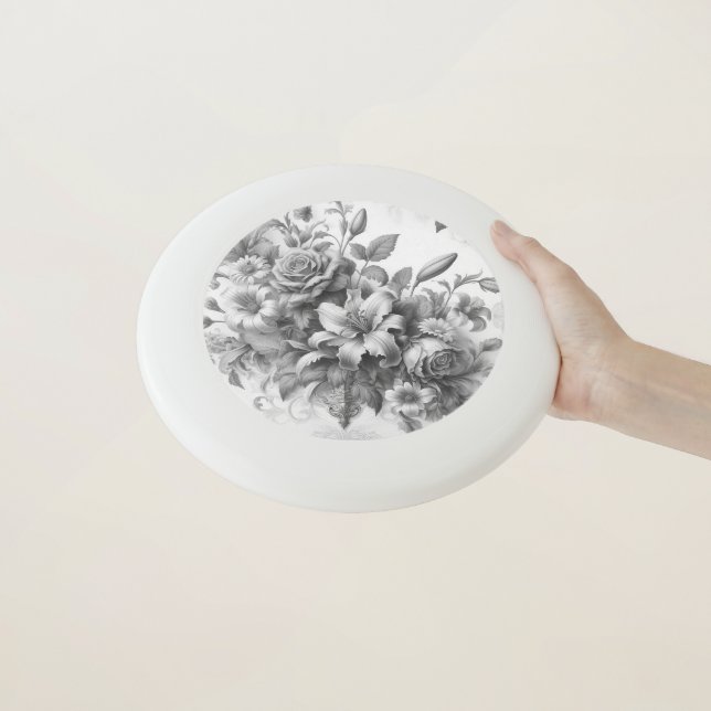 Black & White Antique Floral Perfection Wham-O Frisbee (In Hand)