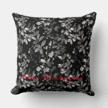 Black White antique old botanical 4 Throw Pillow