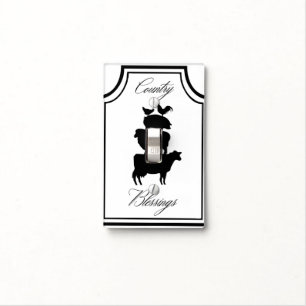 Black White (Any Color) Country Blessings Animals Light Switch Cover