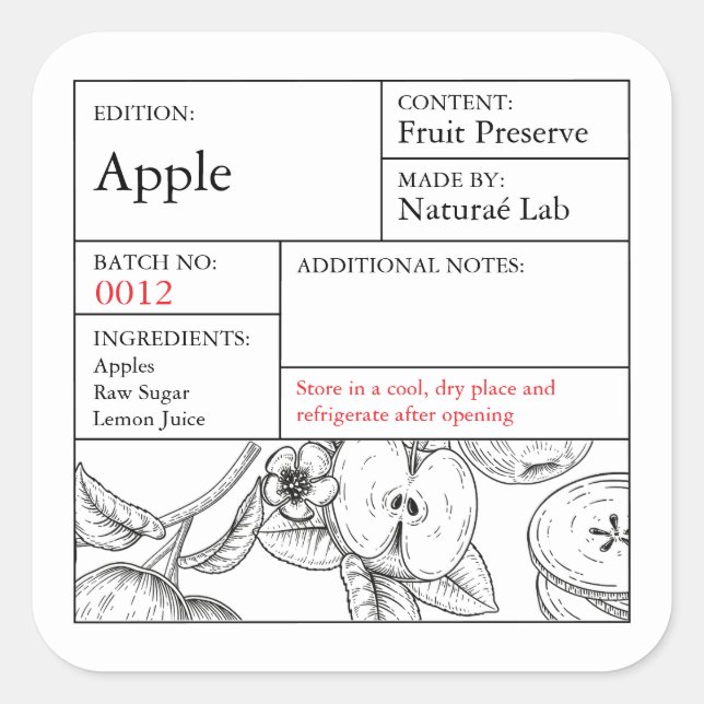 Black & White Apothecary Apple label (Front)