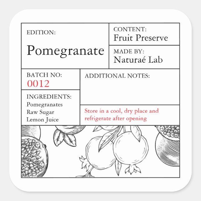 Black & White Apothecary Pomegranate label (Front)