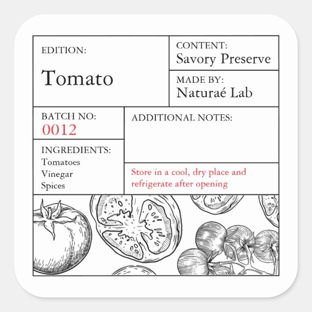 Black & White Apothecary Tomato label (Front)