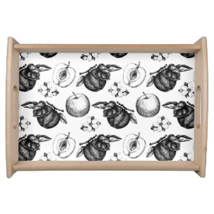 Black & White Apples Serving Tray