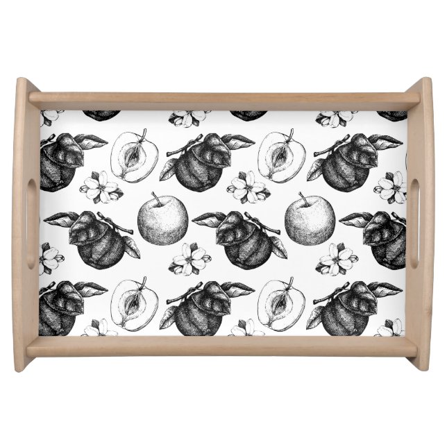 Black & White Apples Serving Tray (Front)