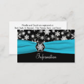 Black, White, Aqua Snowflakes Information card (Front/Back)