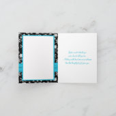 Black, White, Aqua Snowflakes Thank You Note Card (Inside)