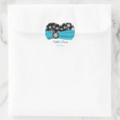 Black, White, Aqua Snowflakes Wedding Sticker (Bag)