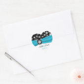 Black, White, Aqua Snowflakes Wedding Sticker (Envelope)