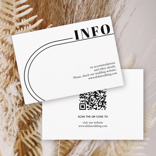 Black white arch and typography minimalist wedding enclosure card