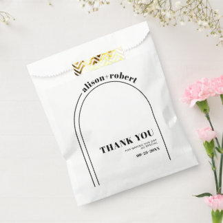 Black white arch and typography Thank You wedding Favor Bag